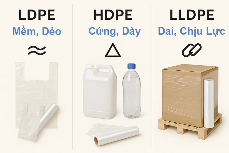 Ảnh: So sánh LDPE, HDPE và LLDPE trong ngành bao bì nhựa